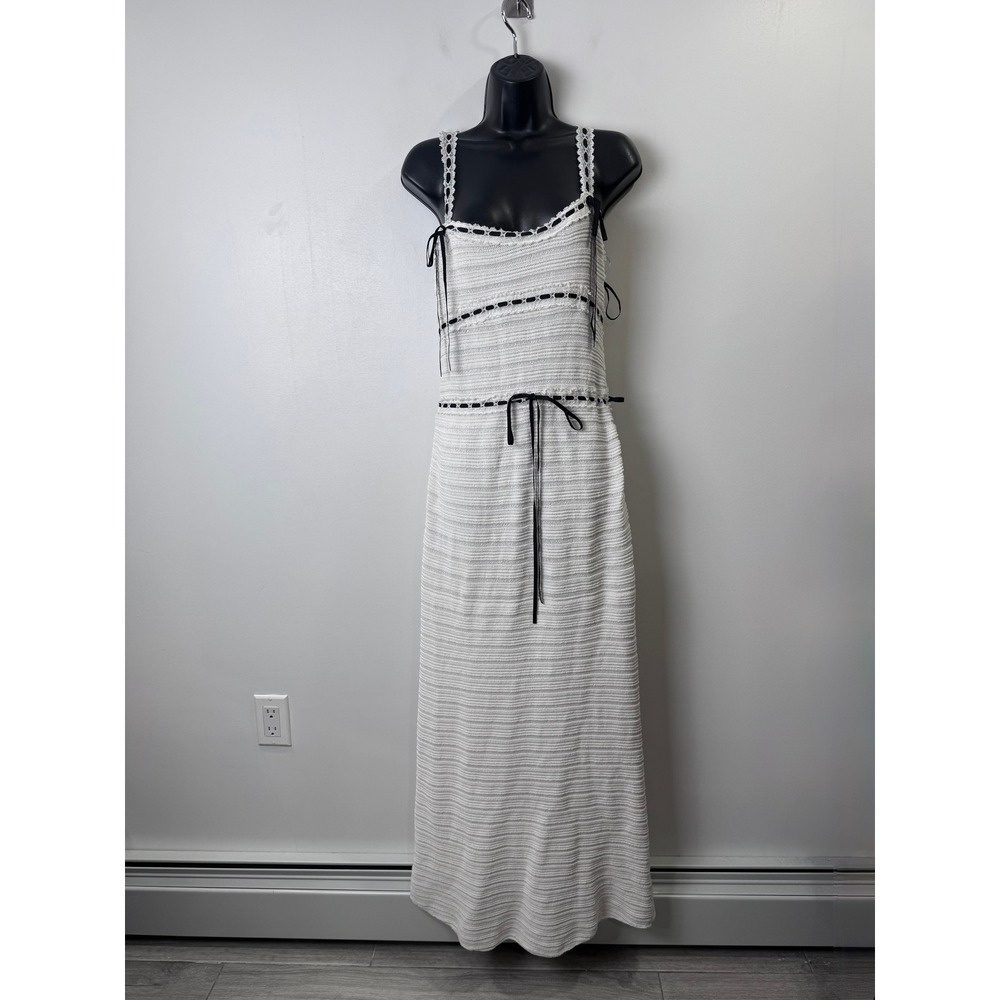 For Love & Lemons Women Mayfair White Maxi Dress Lace Ribbon Trim Coquette Large